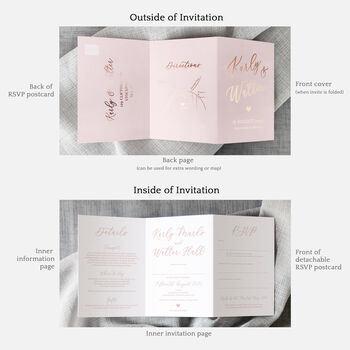 Rose Gold Floral Folding Wedding Invitation, 2 of 6