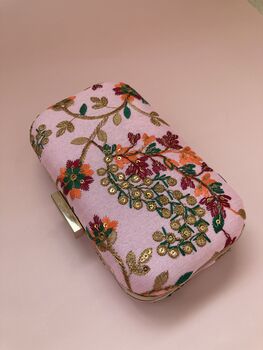 Pari Handcrafted Raw Silk Pink Clutch Bag, 6 of 6