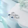 Very Tiny Rhombus Sapphire Blue Cz Huggie Hoop In Sterling Silver, thumbnail 3 of 12