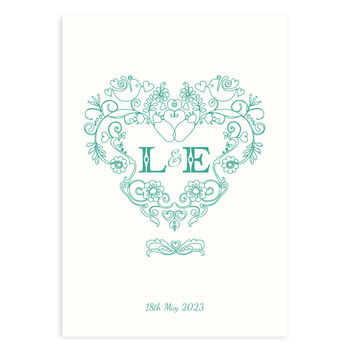 Personalised Heart Strings, Wedding Card, Frameable, 2 of 9