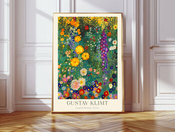 Set Of Two Gustav Klimt Inspired Golden Flower Art Prints, 3 of 3