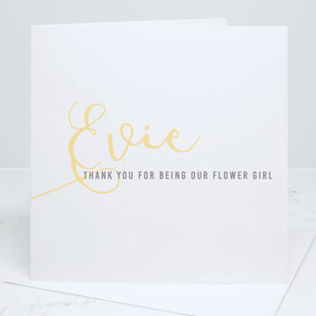 Personalised Flower Girl Calligraphy Wedding Card By Slice of Pie Designs