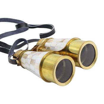 Personalised Mother Of Pearl Binoculars With White Leather Case, 9 of 12