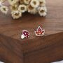 Mismatched Enamel Maple Leaf And Mushroom Stud Earrings In Sterling Silver, thumbnail 3 of 11