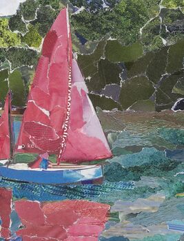 Cornwall Helford River Upcycled Paper Collage Print, 3 of 5