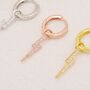 Sterling Silver Lightning Bolt Charm Huggie Hoop Earrings, thumbnail 6 of 11