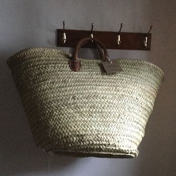 Large French Market Basket Short / Long Leather Handles, 7 of 10