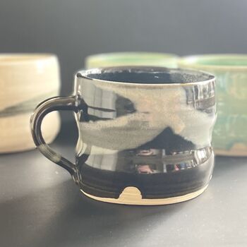 Abstract Splash Medium 300ml Coffee Mug In Cream, Black Or Turquoise, 4 of 12
