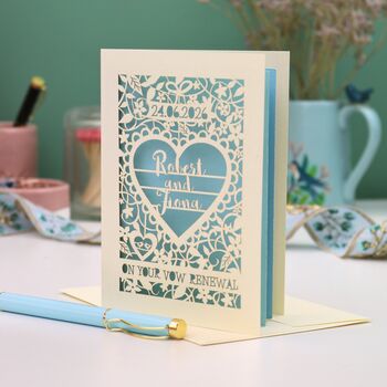 Personalised Papercut Vow Renewal Card, 4 of 7