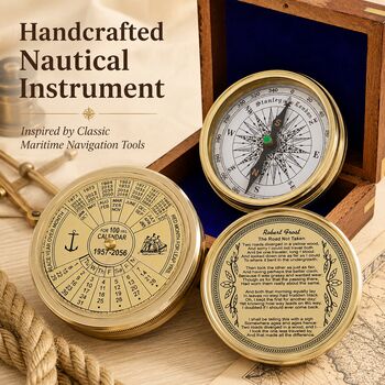 Personalised 100 Year Brass Calendar Compass, 8 of 12