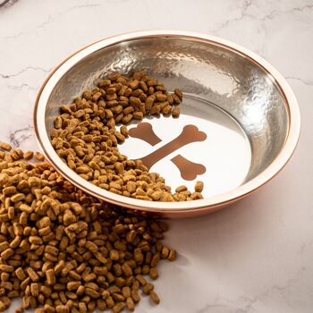Solid Copper Pet Bowl With Bone Motif, 2 of 8