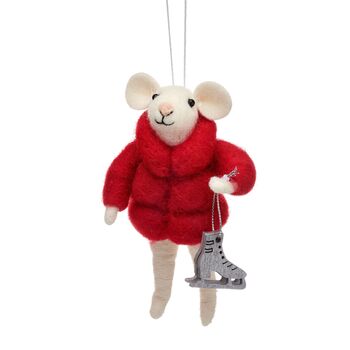 Mouse With Skates And Jacket Felt Hanging Decoration, 2 of 2