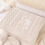 Personalised White Baby Blanket – Moon And Stars Initial Embroidery, thumbnail 2 of 11
