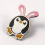 Pengbunny Enamel Penguin Pin Badge With Bunny Ears, thumbnail 8 of 12