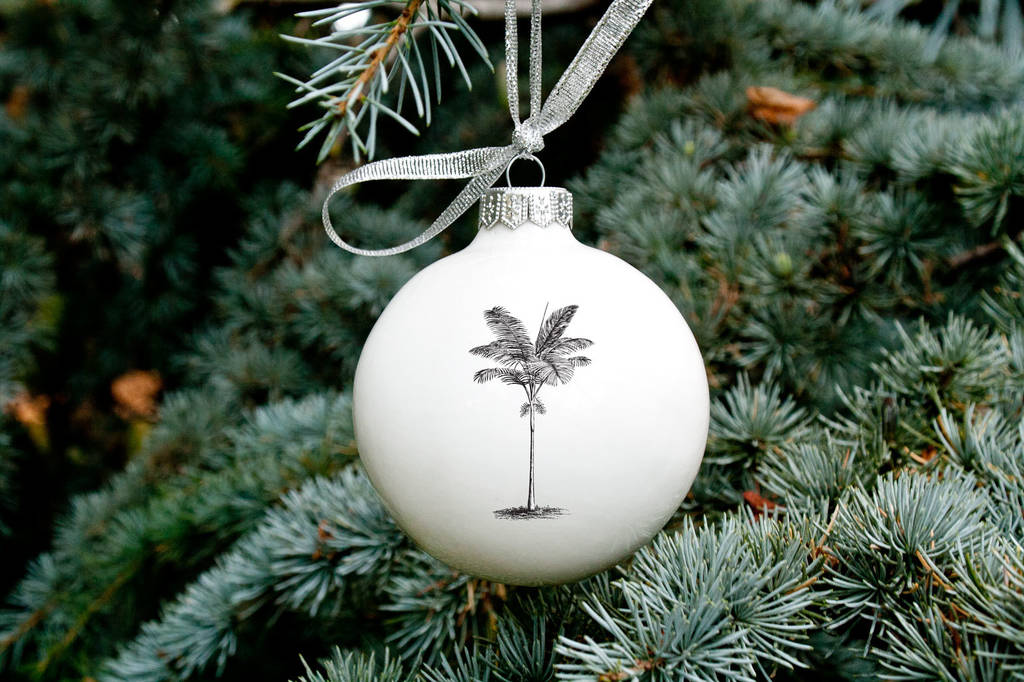 big porcelain christmas bauble with palm tree by kina ceramics palm tree christmas ornament