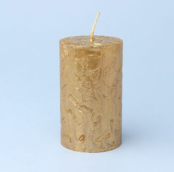 G Decor Adeline Gold Metallic Textured Pillar Candle, 4 of 6