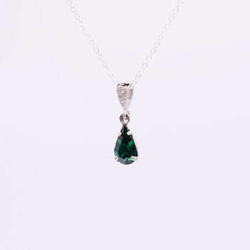 Emerald Green Rhinestone Drop Pendant Necklace, 2 of 4
