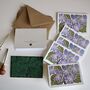 Linocut Violet Flowers Notecards Set Of Eight, thumbnail 1 of 4