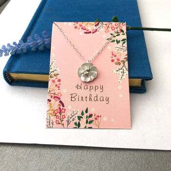 Sterling Silver Buttercup Flower Charm Necklace, 9 of 12