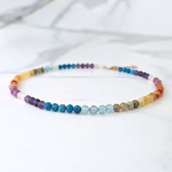 Good Vibes Rainbow Gemstone Beaded Necklace, 6mm, 3 of 11