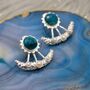 Blue Apatite Pearl Silver Earrings, thumbnail 1 of 7