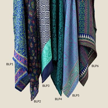 Fair Trade Recycled Sari Hair Neck Scarf Square 55cm, 8 of 12