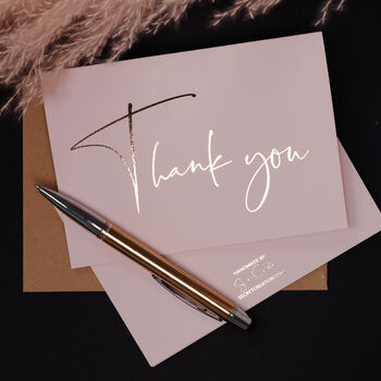 Gold Foil Wedding Thank You Cards In Blush Pink, 10 of 10