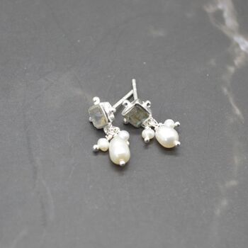 Labradorite Pearl Earrings: June Birthstone, 7 of 7