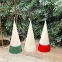 Minimalist Two Tone White Christmas Cone Pillar Candle, thumbnail 7 of 7