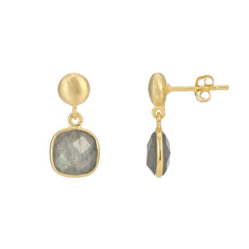 Iseo Gemstone And Brushed Gold Plated Earrings, 9 of 12