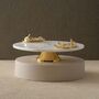 White Marble Stand With Twin Gold Fish, thumbnail 1 of 2