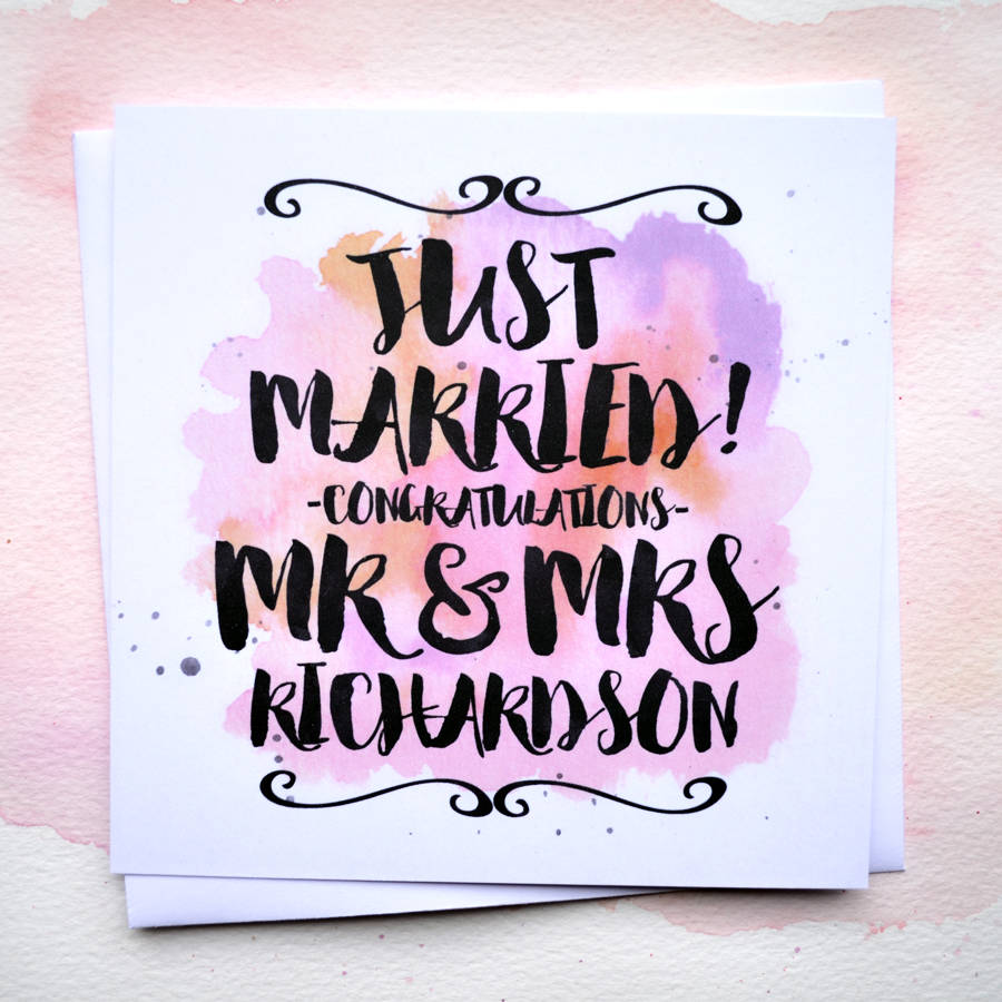 Personalised 'Just Married' Wedding Card By Philly & Brit