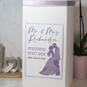 Bride And Groom Silhouette Wedding Card Post Box, 2 of 5