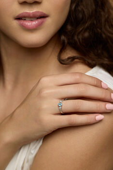 White Opal Ring With Aqua Chalcedony, 2 of 8