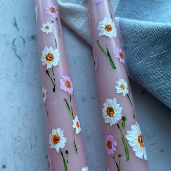 Pink Hand Painted Wild Poppy Floral Candles, 4 of 4