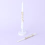 G Decor Set Of Two White Dinner Candles With Gold Stars, thumbnail 3 of 5