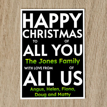 Personalised Family Christmas Card Names And Message, 8 of 8