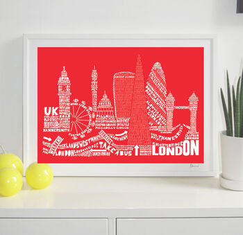 London Two Skyline Typography Print Personalised, 7 of 8