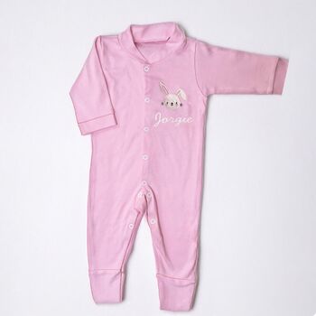 Personalised Bunny Embroidered Sleepsuit, 2 of 2