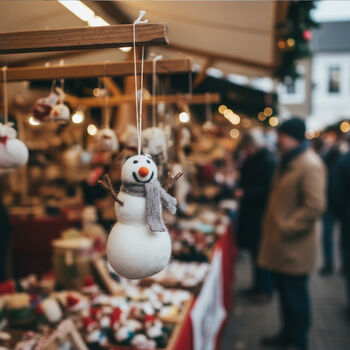Handmade Felt Norman The Snowman Hanging Decoration, 2 of 3