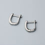 Sterling Silver Sparkly Oval Huggie Hoop Earrings, thumbnail 3 of 6