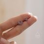 Sterling Silver Asymmetric Hydrangea Cz Stud Earrings, thumbnail 7 of 12