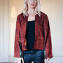Ladies Red Silk Kantha Hand Stitched Jacket, thumbnail 1 of 5