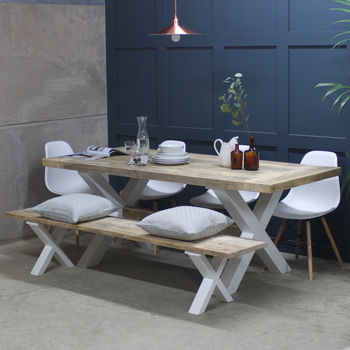 King's Cross Reclaimed Wood Dining Table With X Frame, 4 of 8