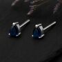 Sterling Silver Teardrop Sapphire Mini Stud Earrings, thumbnail 5 of 5