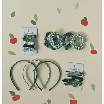 School Bow Clip Set Green, 2 of 2