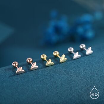 Tiny Heart Screw Back Earrings In Sterling Silver, 3 of 7