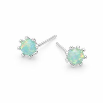 Sterling Silver Green Opal Micro Stud Earrings – 4mm, 7 of 8