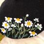 Black Beret Hat With Hand Embroidery Flower, thumbnail 4 of 6