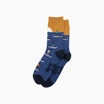 Sunset Paddle Boarding Bamboo Socks In Blue, 3 of 4